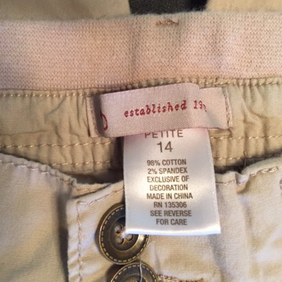 crop, pants, tan, zipper accents, 14 petite - Picture 3 of 5